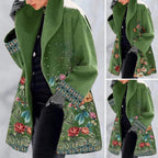 Damen Lange Winter Bedruckter Mantel | Warm