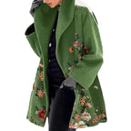 Damen Lange Winter Bedruckter Mantel | Warm