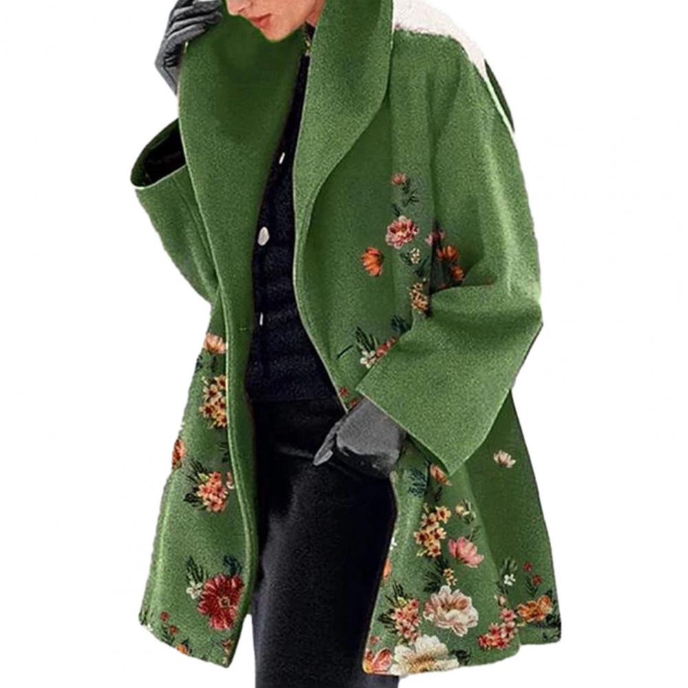 Damen Lange Winter Bedruckter Mantel | Warm