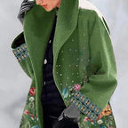 Damen Lange Winter Bedruckter Mantel | Warm