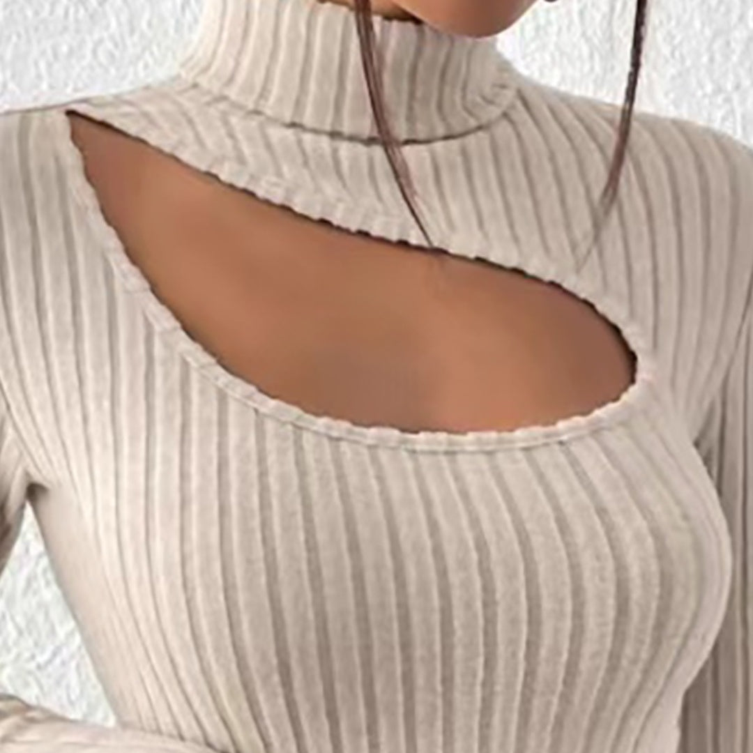 Damen Gerippter Rollkragenpullover | Hohle Truhe