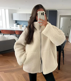 Damen Winter-Teddymantel | Mit Reißverschluss