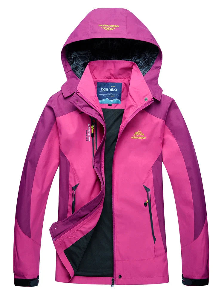 Damen Farbenfroh Regenjacke | Mit Kapuze
