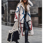 Aya | Langer Damenmantel mit stylischen Mustern, aus Stoff