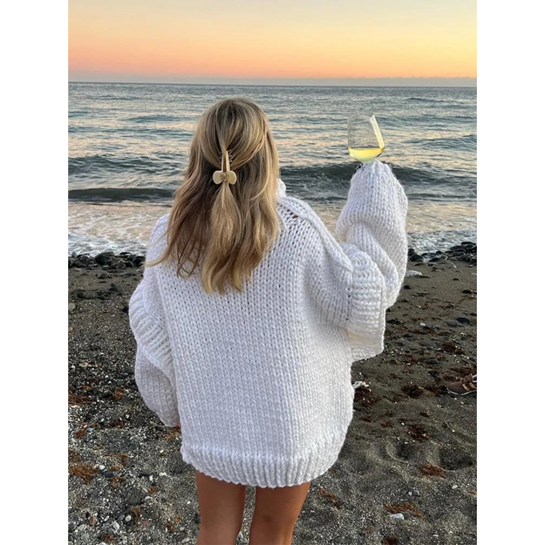 Erenabaji | Damen Übergroßer Strickpullover | Warm 
