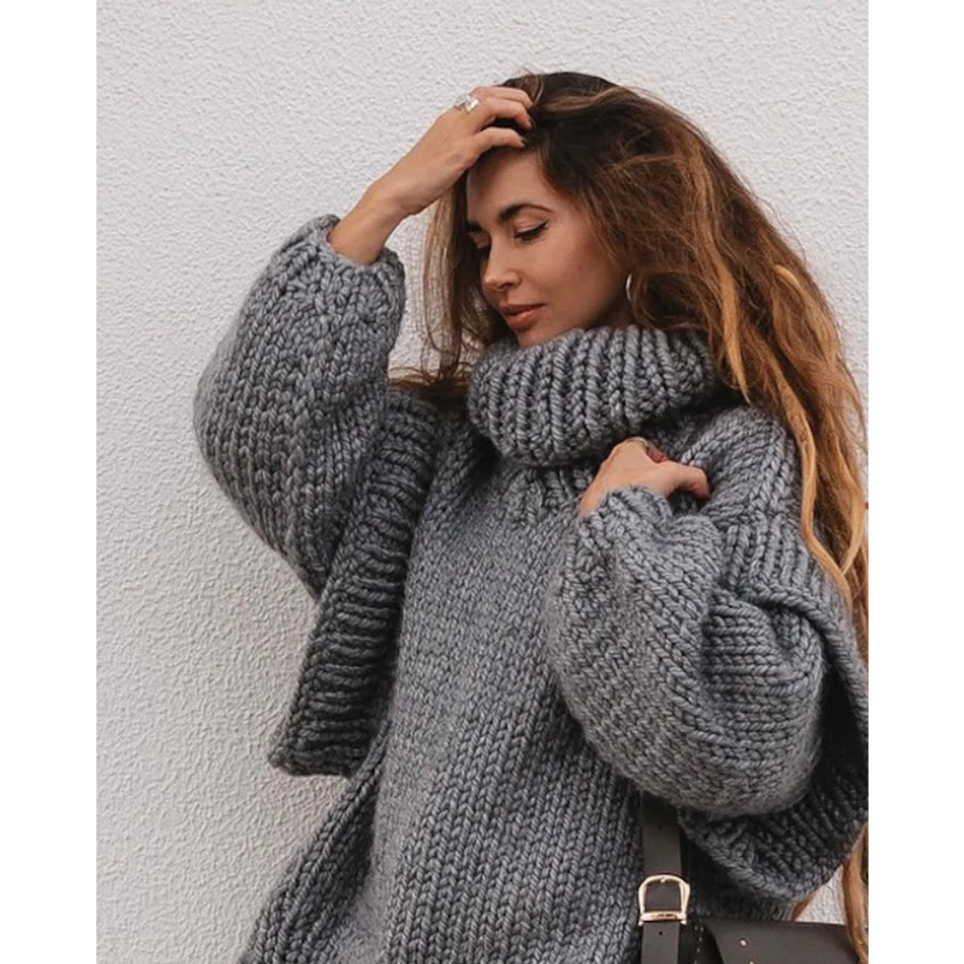 Erenabaji | Damen Übergroßer Strickpullover | Warm 