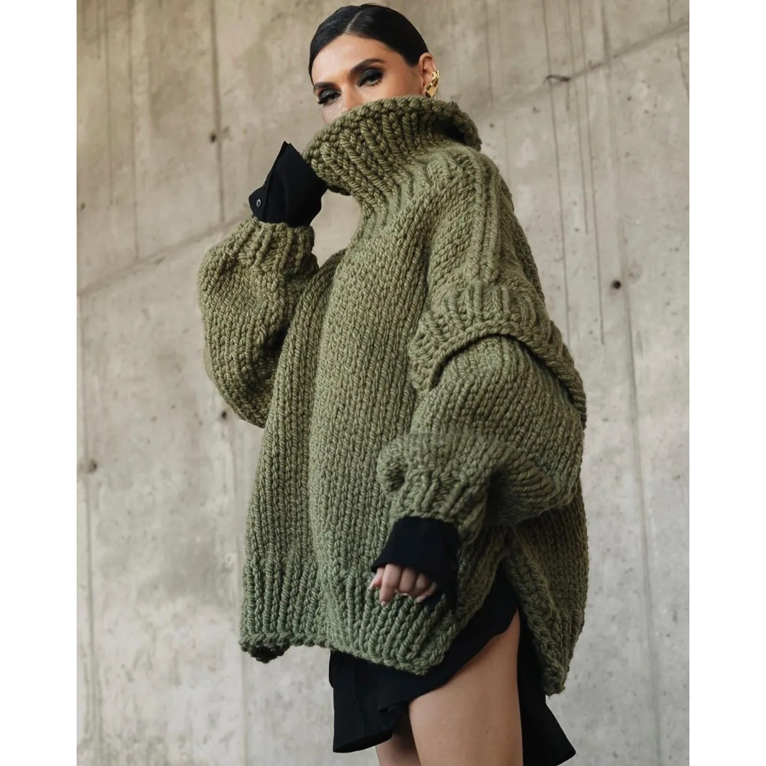 Erenabaji | Damen Übergroßer Strickpullover | Warm 