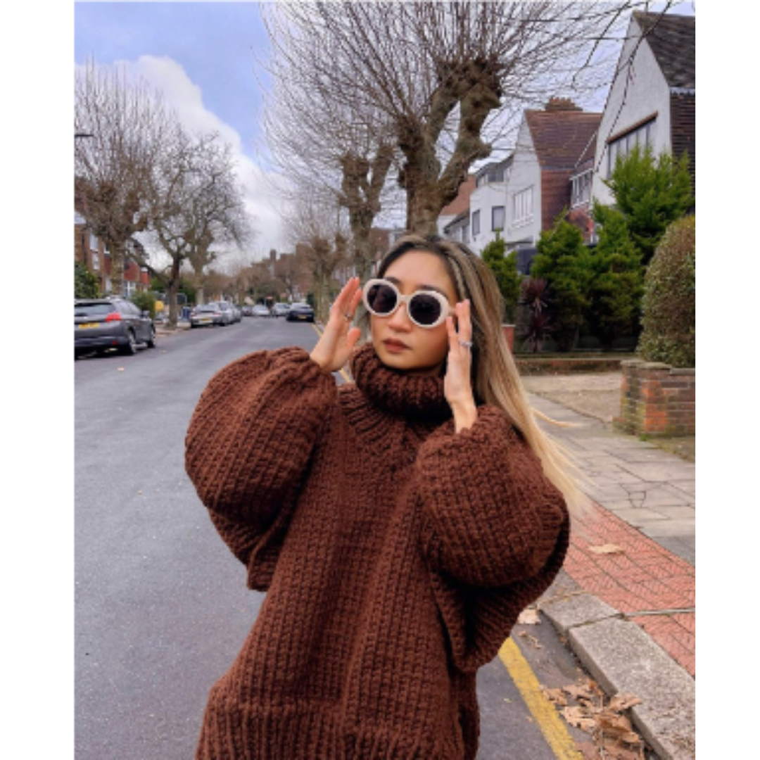Erenabaji | Damen Übergroßer Strickpullover | Warm 