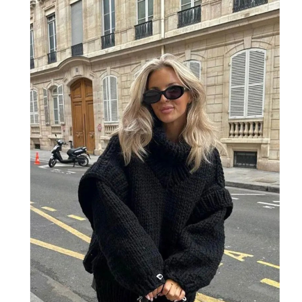 Erenabaji | Damen Übergroßer Strickpullover | Warm 