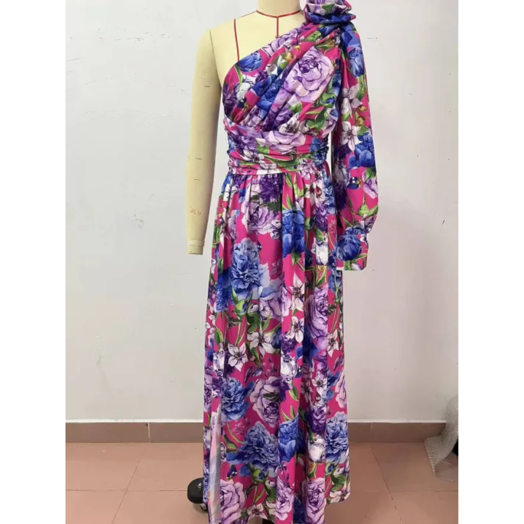 Damen Hoher Schlitz Blumen Hochzeitsgast Kleid | Maxi 