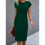 Damen Gerafftes, figurbetontes Kleid | Kurze Ärmel