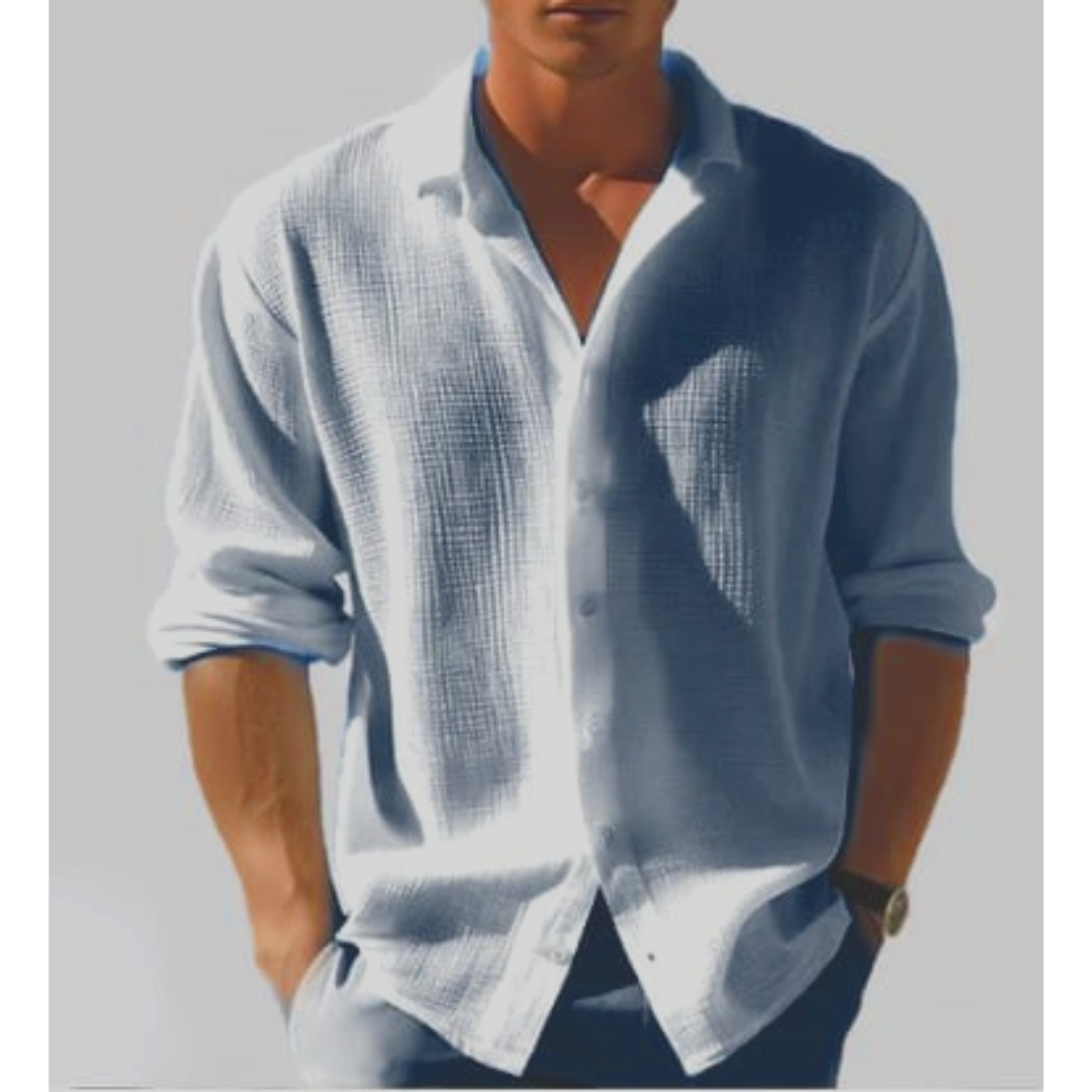 Frederik | Einfarbiges langärmeliges Button-Down-Saum