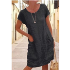 Ricarda | Einfarbiges Rundhals-Kleid
