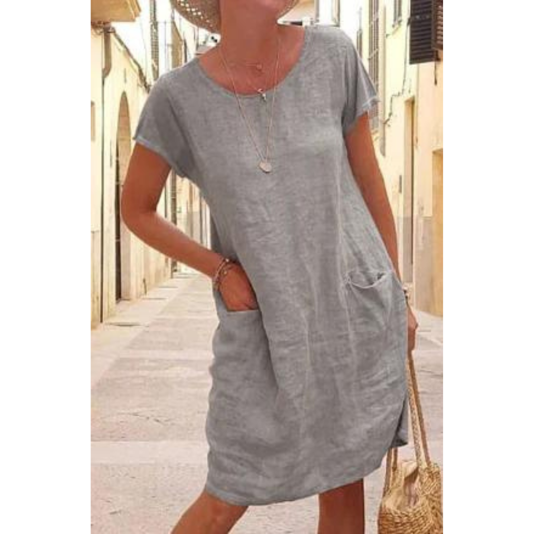Ricarda | Einfarbiges Rundhals-Kleid