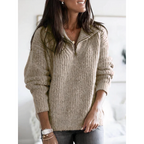 Rosgina | Warmer Winterpullover Damen | Reißverschluss