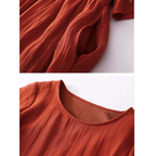 Damen Lose Besticktes Rundhalsausschnitt Kleid | Maxi