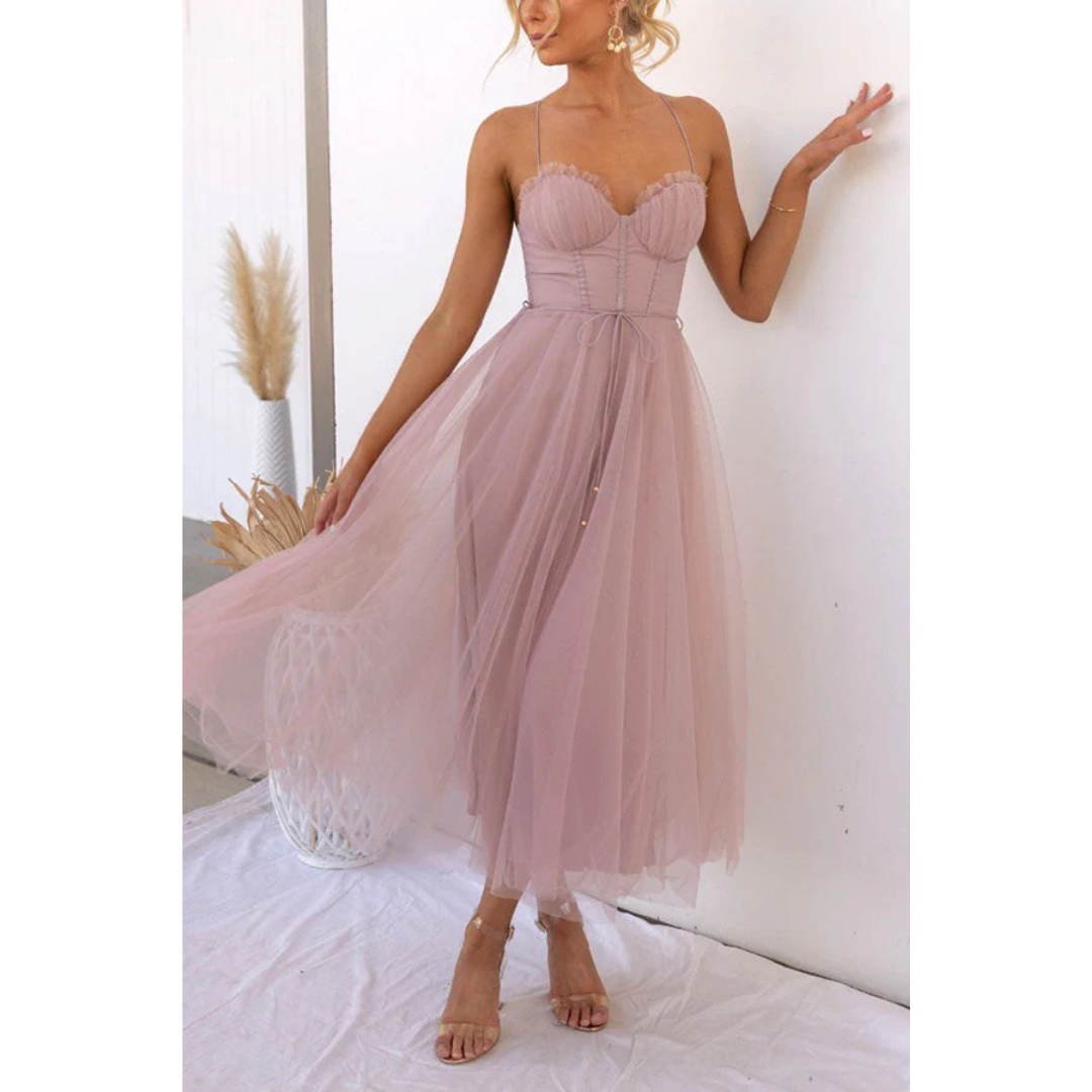 Damen Modernes Spaghettiträgern-Kleid | Maxi
