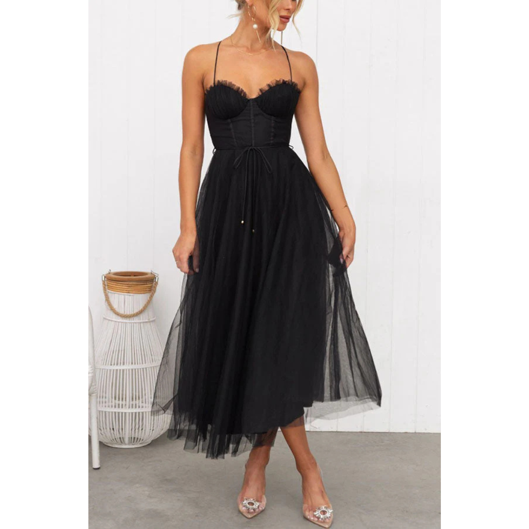 Damen Modernes Spaghettiträgern-Kleid | Maxi