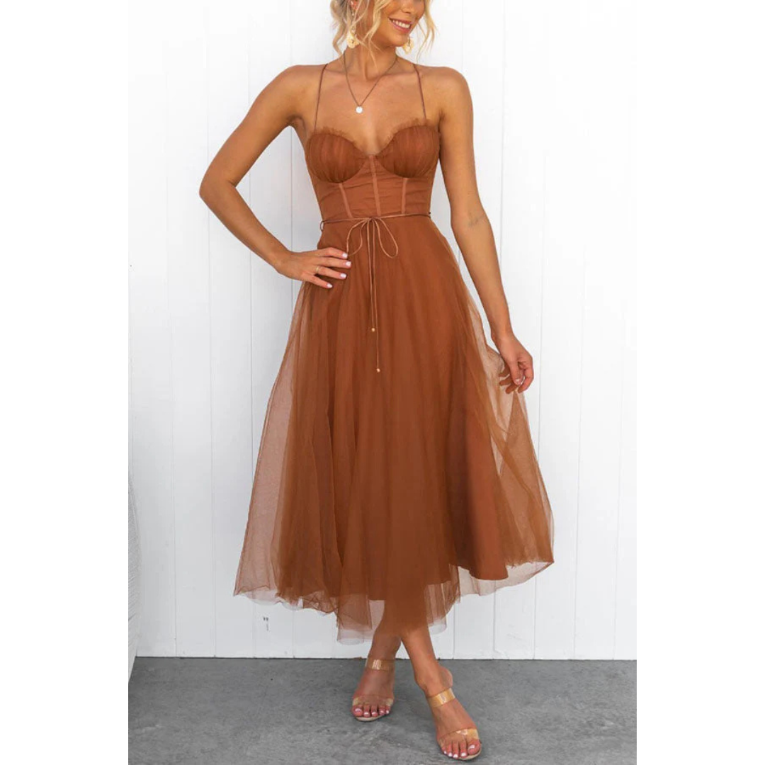 Damen Modernes Spaghettiträgern-Kleid | Maxi