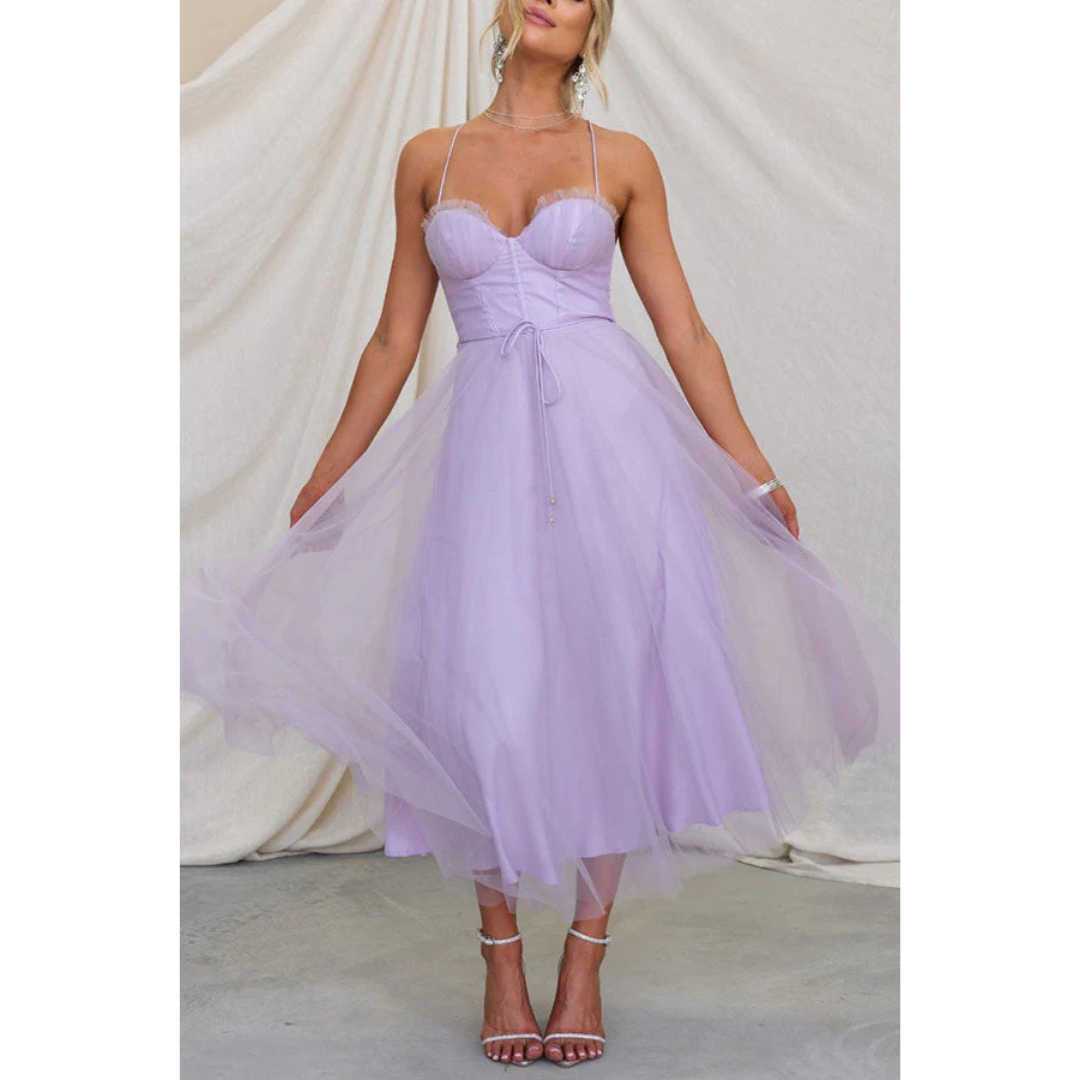 Damen Modernes Spaghettiträgern-Kleid | Maxi