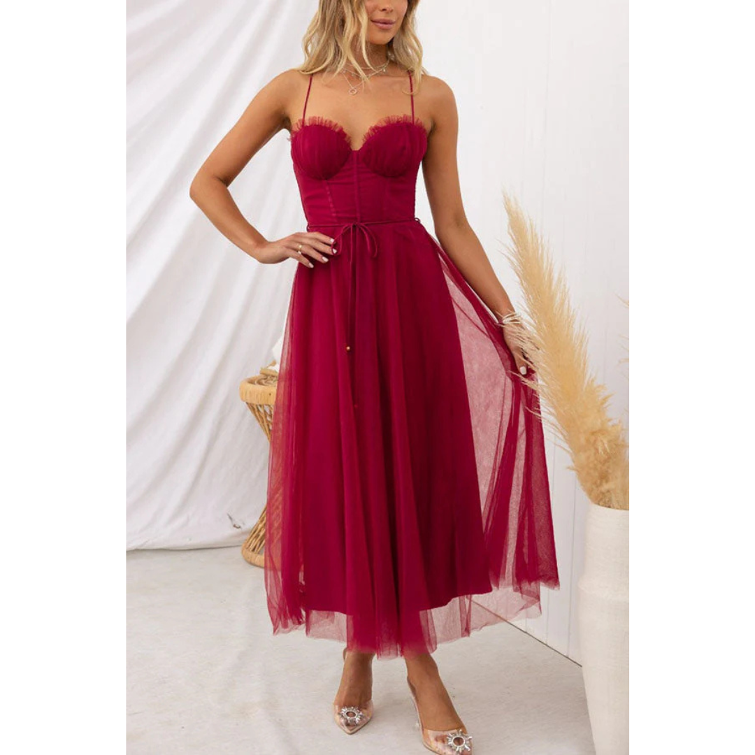 Damen Modernes Spaghettiträgern-Kleid | Maxi