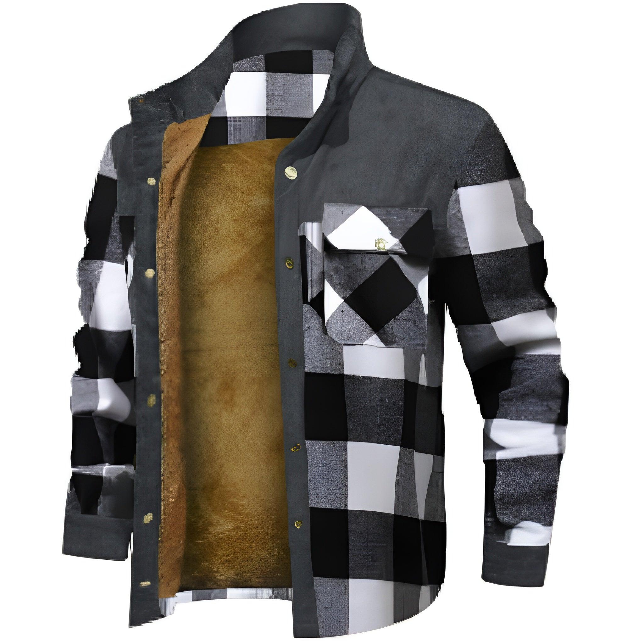 Kariertes Lässig Winterjacke Herren | Warm