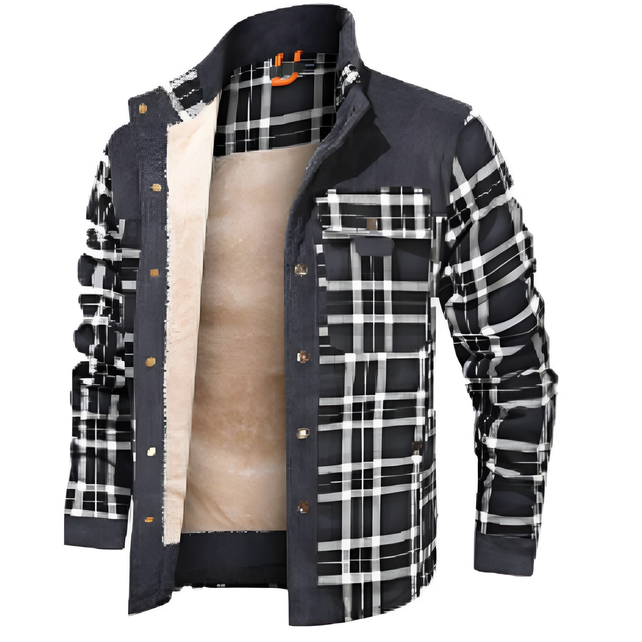 Kariertes Lässig Winterjacke Herren | Warm