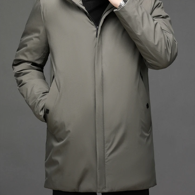 Herren Reißverschluss Kapuze Lange Jacke | Winter