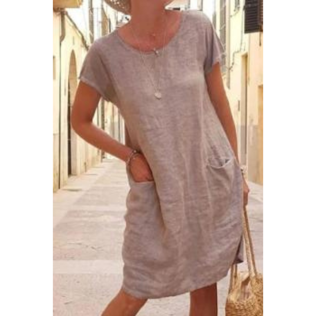 Ricarda | Einfarbiges Rundhals-Kleid