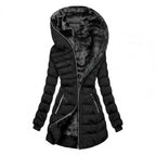 Damen Reißverschluss Puffer Langarm Jacke | Kapuze
