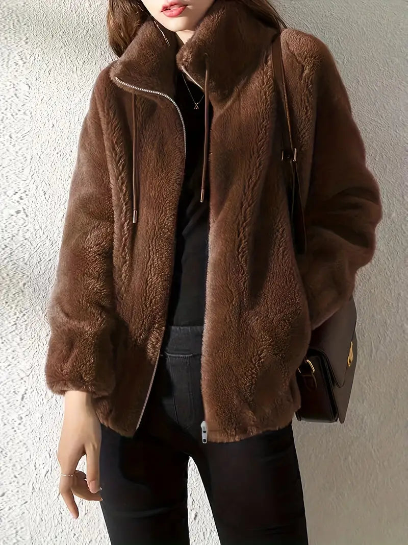 Damen Modischer Teddymantel | Warm