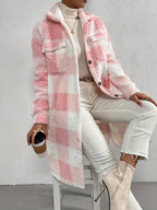 Karierter Damen-Teddy-Mantel | Warm