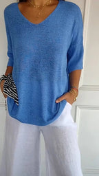 Chiara | Bequemes Damen-Stricktop mit V-Ausschnitt