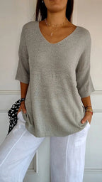 Chiara | Bequemes Damen-Stricktop mit V-Ausschnitt