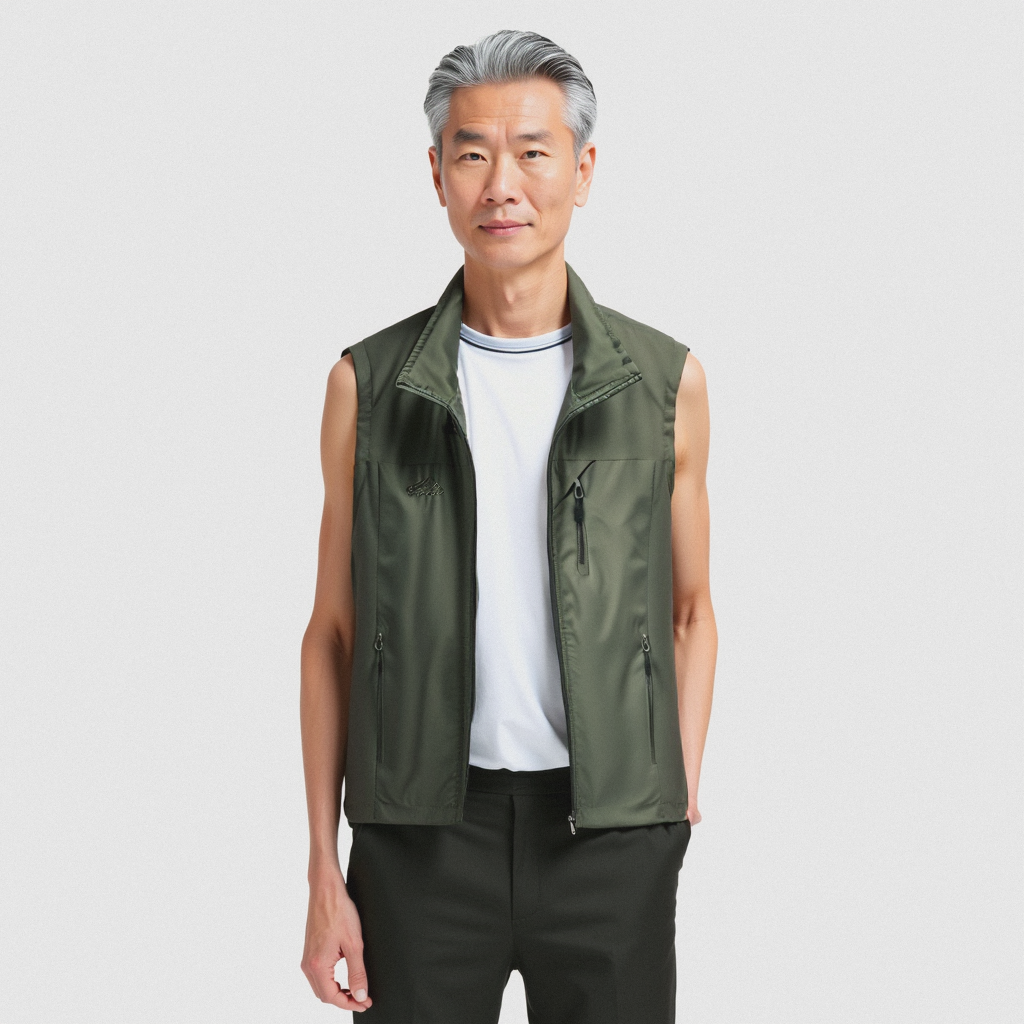 Herren Ärmellose Winddichte Reißverschluss Jacke | Draußen