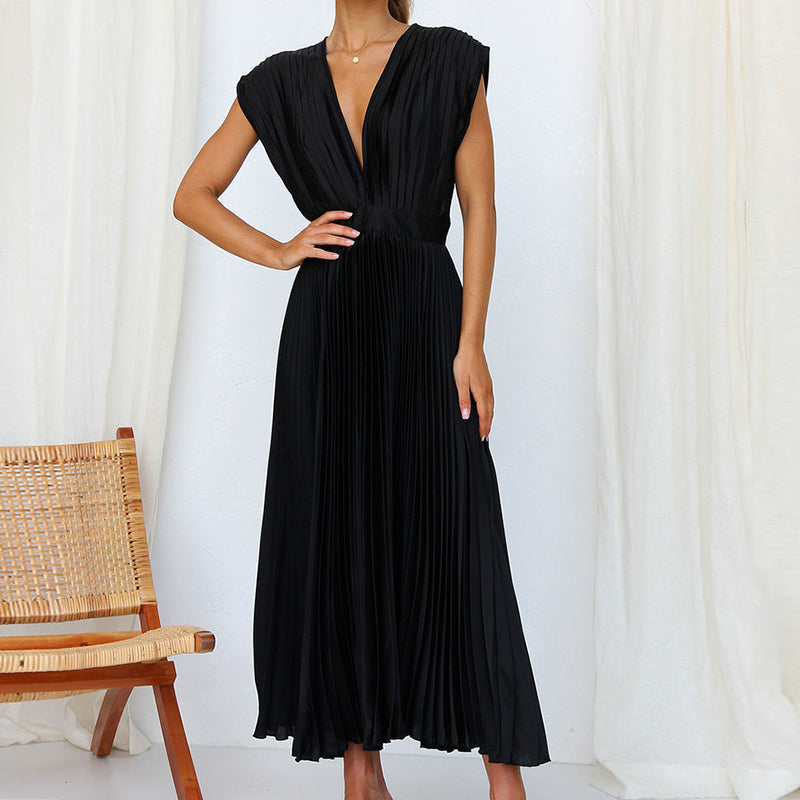 Kasimir | Damen Modernes V-Ausschnitt Kleid | Ärmellos