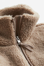 Damen Winter-Teddymantel | Mit Reißverschluss