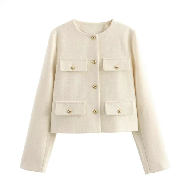 Damen Kurze Vintage Jacke | Langarm