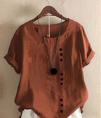 Kelly | Einfarbiges Kurzarm-Bluse mit Rundhalsausschnitt