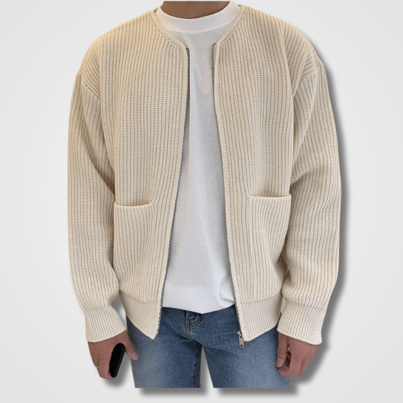 Herren Strick Langarm Warme Strickjacke | Reißverschluss