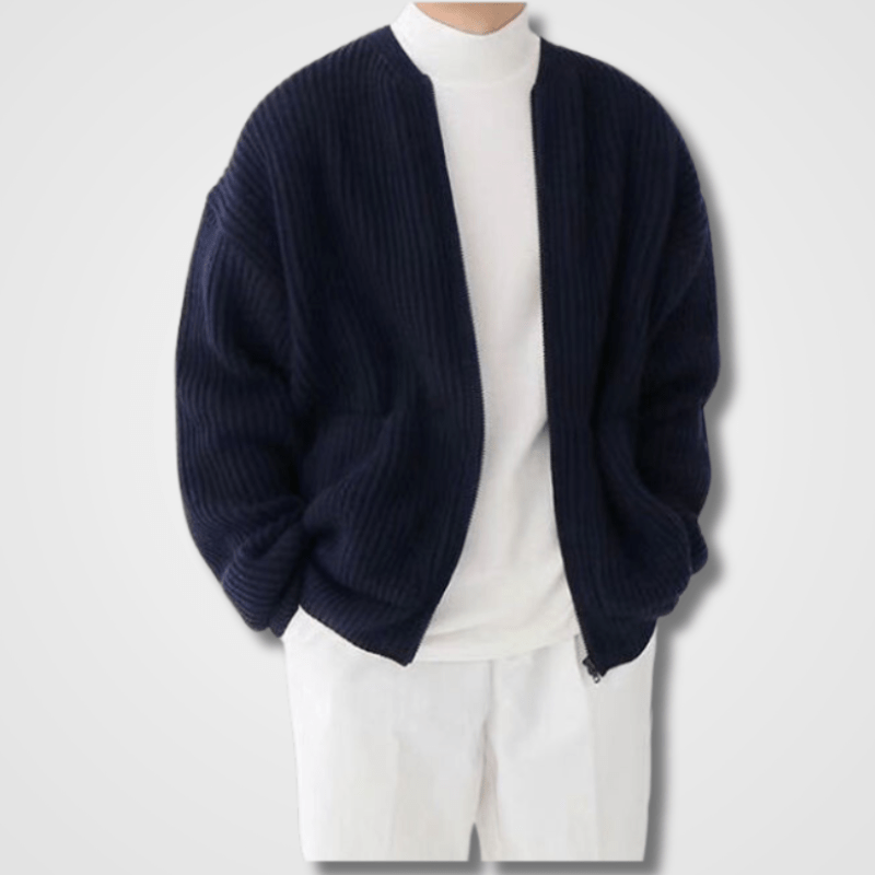 Herren Strick Langarm Warme Strickjacke | Reißverschluss