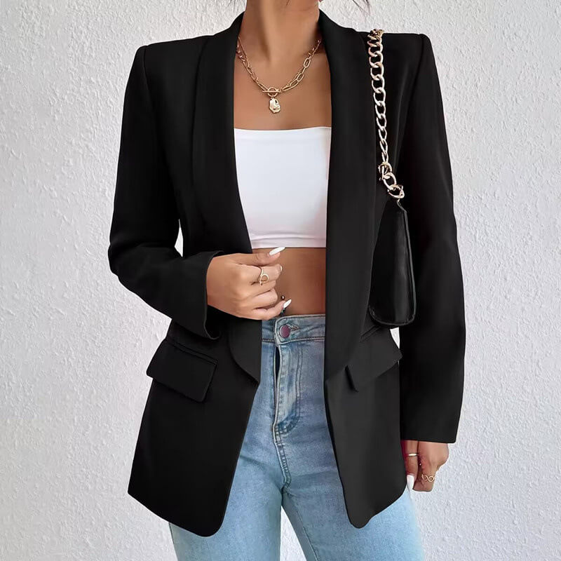 Damen Langarm Offene Front Blazer | Moderne