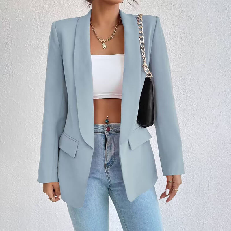 Damen Langarm Offene Front Blazer | Moderne