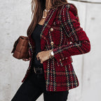 Lässig Kariert Blazer Damen | Kurz