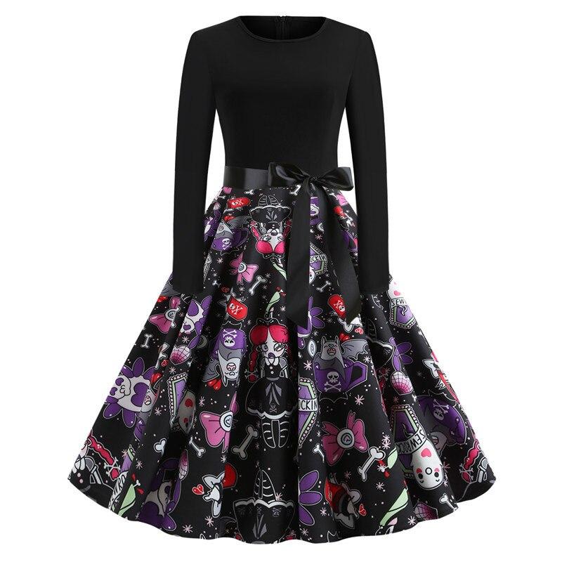 Gothic Karikatur Lange Ärmel Halloween Kostüm Kleid | Mini