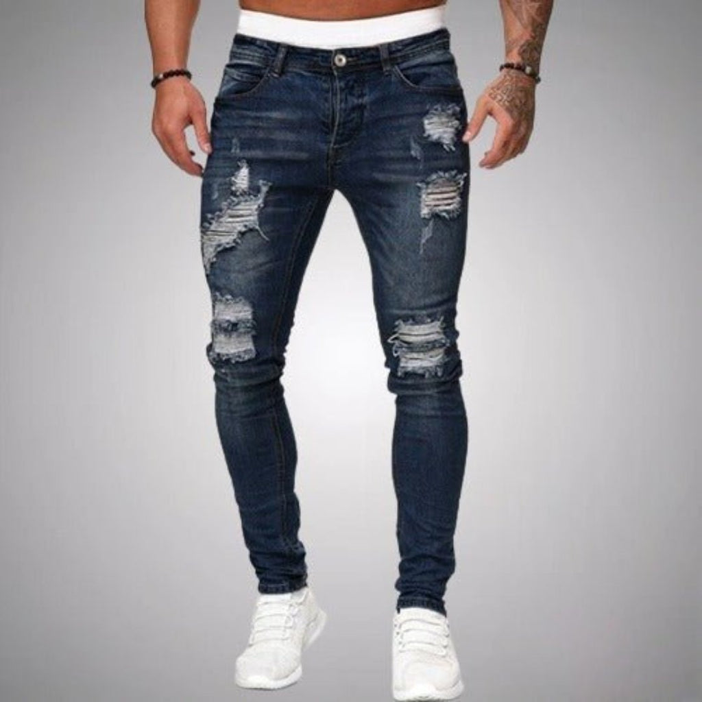 Larset | Herren Lässig Zerrissen Jeans | Bequem