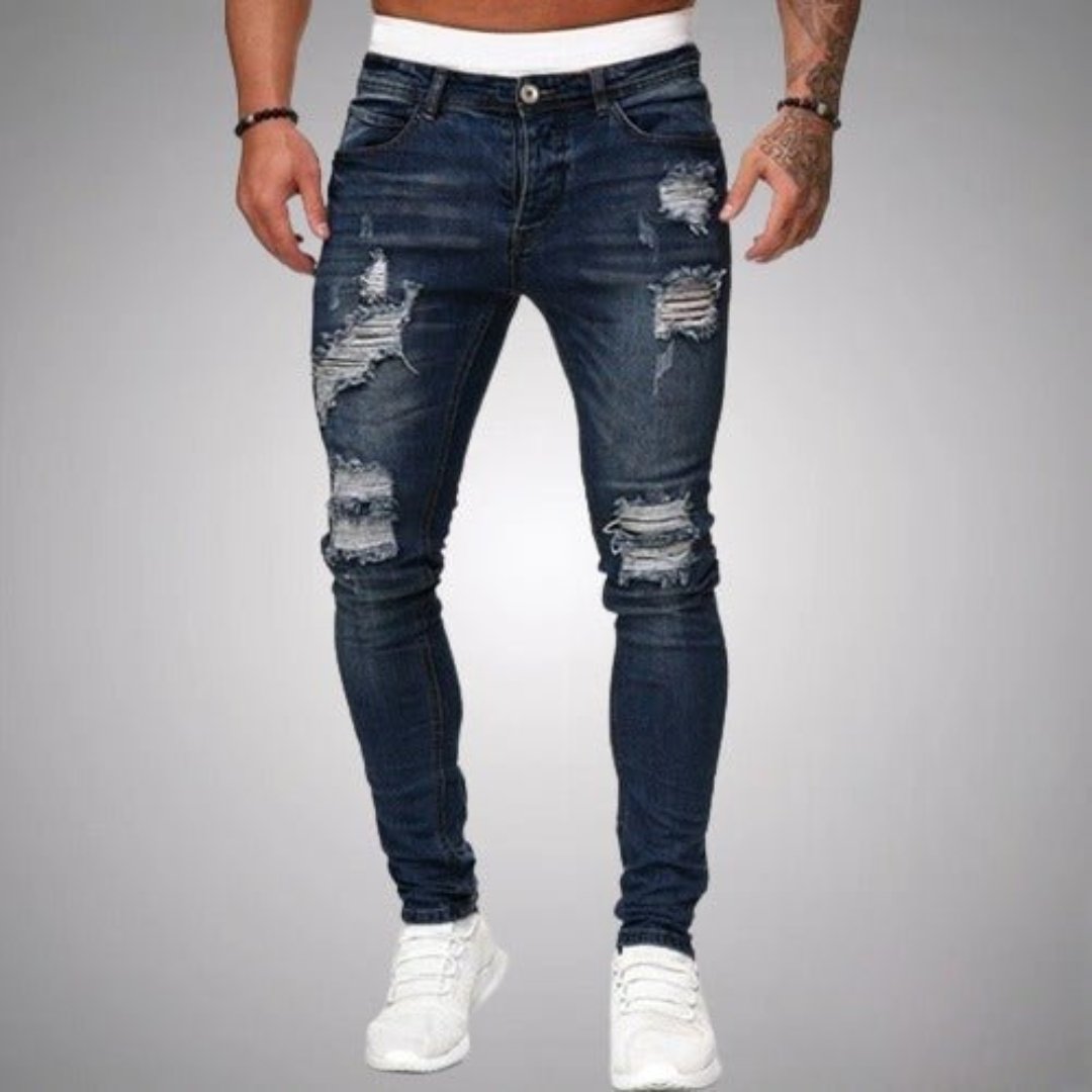 Larset | Herren Lässig Zerrissen Jeans | Bequem