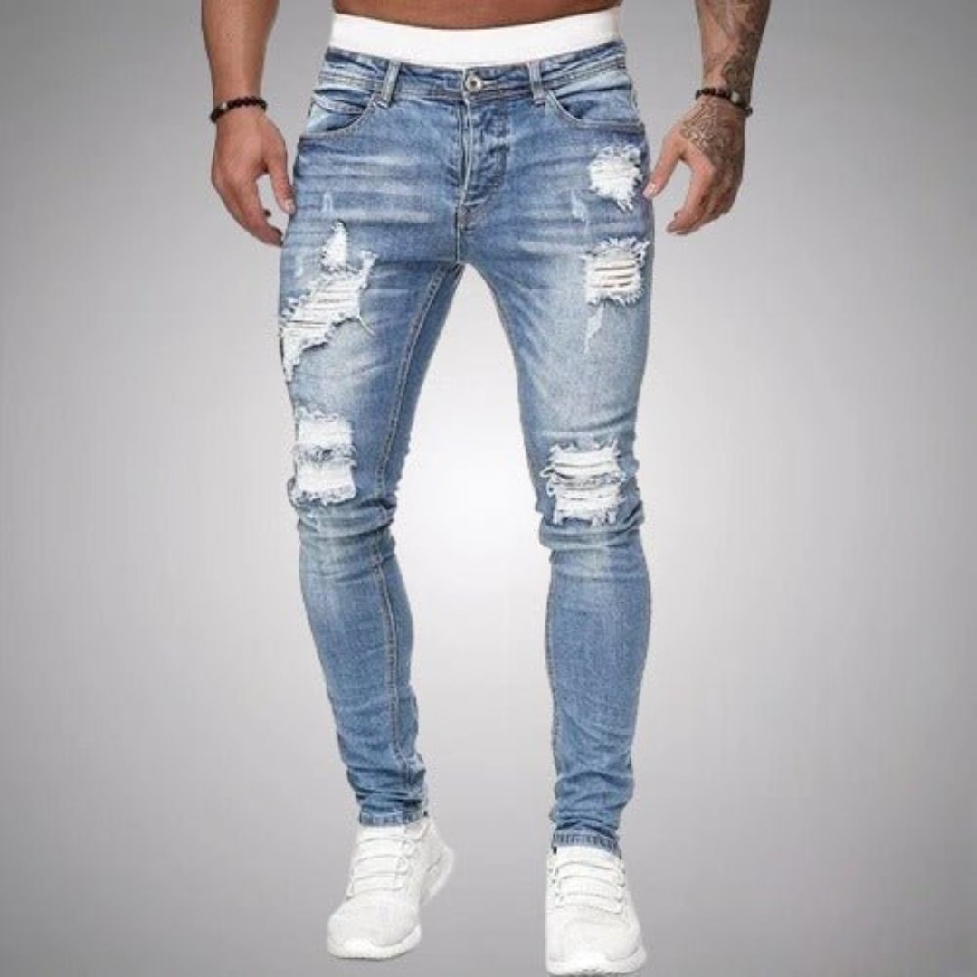 Larset | Herren Lässig Zerrissen Jeans | Bequem
