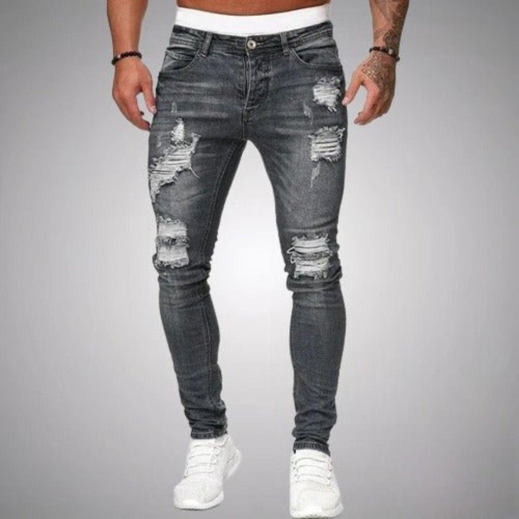 Larset | Herren Lässig Zerrissen Jeans | Bequem