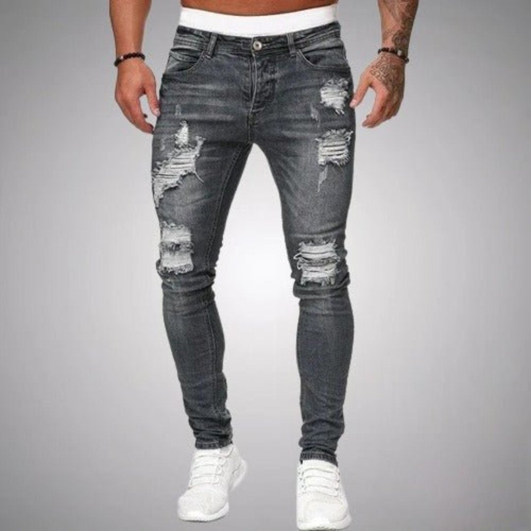 Larset | Herren Lässig Zerrissen Jeans | Bequem